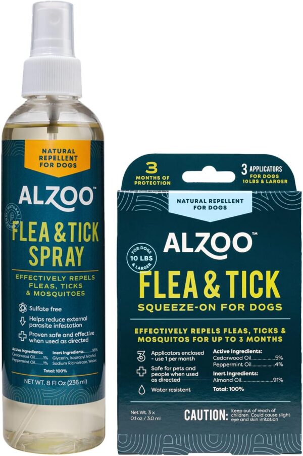 Plant-Based Flea & Tick Squeeze-On for Dogs + Repellent Spray