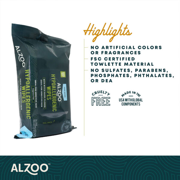Plant based grooming hypoallergenic wipes for dogs